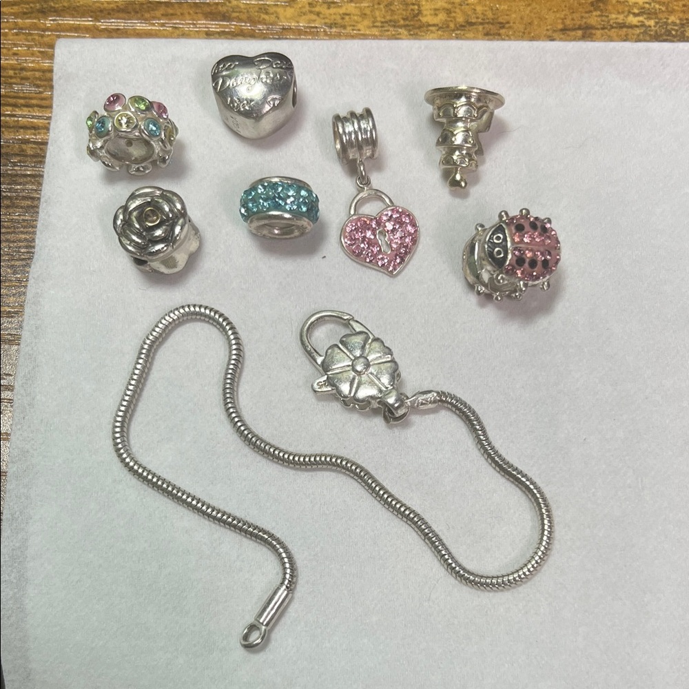 Silver Bracelet with Piercing Pagoda  Charms